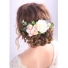 Kercisbeauty Pink and White Cute Hair Comb Prom Girl Floral Headpiece Wedding Brides Bridesmaids Flower Headband Handmade Soft Headband Flower Girl