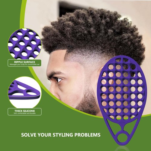 KOUPA Magic Silicone Curly Hair Brush, One Piece Twist Curl Comb for Afro Curls, Washable Hair Tool for Men Women, Purple, 2 Pieces
