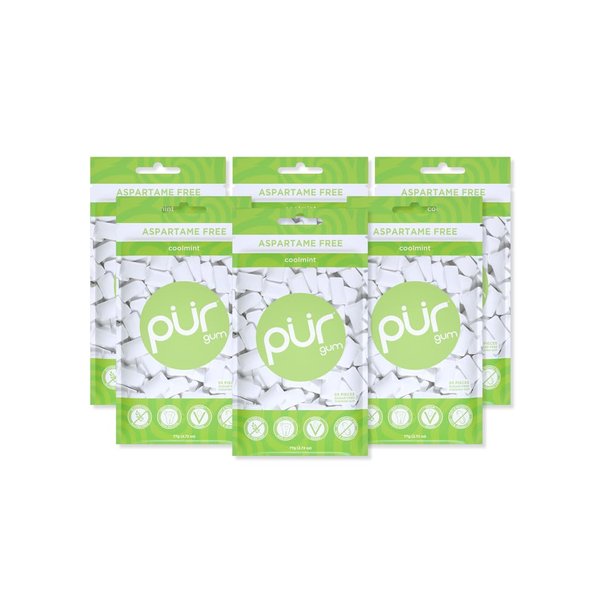 PUR Gum | Aspartame Free Chewing Gum | 100% Xylitol | Natural Coolmint Flavored Gum, 55 Pieces (Pack of 6)