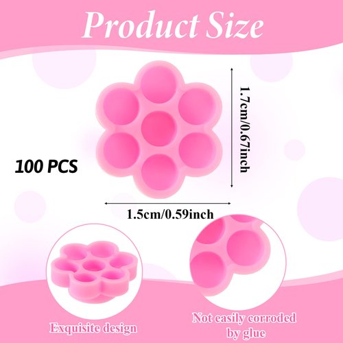 JJUNW 100 Pieces Lash Glue Holder, Lash Glue Flower Cups, Eyelash Extension Glue Holder, Lash Glue Tray Glue Holder Glue Rings Lash Extension for Women Girls Eyelash Extension Supplies (100)
