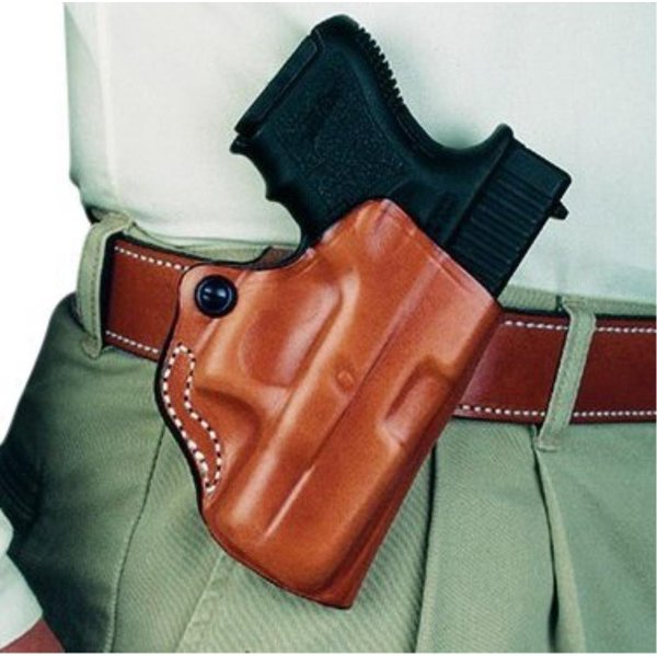DeSantis Mini Scabbard, Gun Holster with Secure Grip, Fits Smith & Wesson J-Frame, Carry Behind the Hip, Leather Molded Pistol Holster, Tension Device, Right Hand Draw, Unisex, Black
