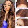 JISHUN Chocolate 13x4 Auburn Brown Body Wave Lace Front Wigs Human Hair Wigs HD Transparent Lace Front Wig glueless wigs 180% Density Brown Colored Glueless 10A Curly Human Hair Wigs