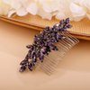 BERYUAN Crystals Hair Comb for Bride for Women for Girls Cute Teardrop Hair Comb Slide Multi-Color Purple