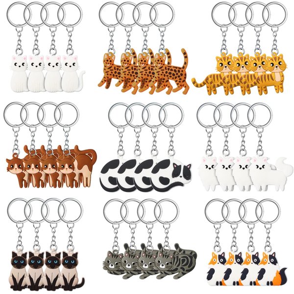 Hicarer 36 Pack Barnyard Farm Animal Keychains Farm Theme Key Ring Decoration Farm Birthday Party Supplies Favors (Cat Style)