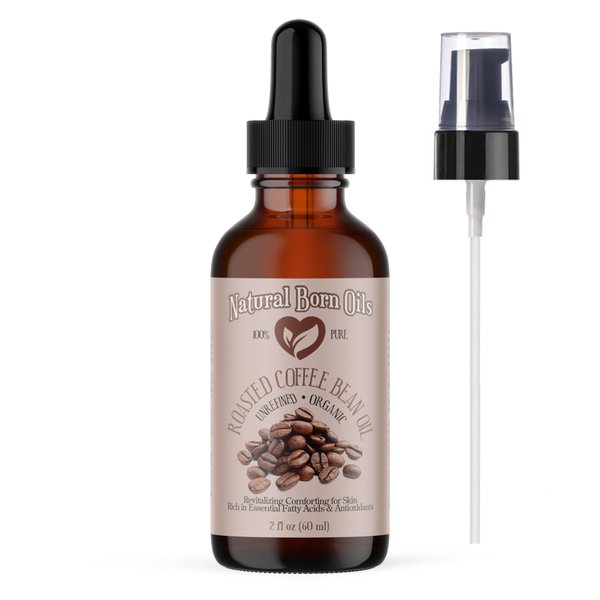 Natural Born Oils Roasted Coffee Bean Oil, 2oz, Organic, Cold-Pressed, Rich in Phytosterols, Ideal for Skin Rejuvenation, Hair Luster