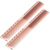 2pcs Hair Cutting Comb, Stainless Steel Professional Space Hair Styling Comb Barber Comb with Fine Wide Teeth for Salon Hairdressing, Rose Gold