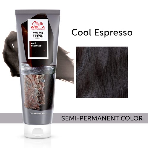 Wella Professionals Color Fresh Masks,Cool Espresso,Natural Shade,Temporary Color,Damage Free,Color-Depositing Hair Mask With Avocado Oil,Silicone Free,5 oz.