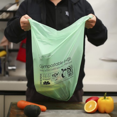 C Crystal Lemon 50 Counts Compostable Trash Bags, 6 Gallon Heavy Duty Trash Bags and Kitchen Garbage Bags