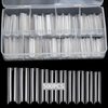 No C Curve Square Flat Nail Tips,SWETIDY 500Pcs XXL Extra Long Acrylic Clear Straight Tapered,Half Cover French Fake Nails for Nail Salon and DIY Nail Art 10 Sizes