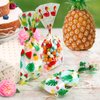 Kesote 100 Pieces Hawaiian Tropical Cellophane Treat Bags, Clear Pineapple Flamingo Goodie Candy Snack Bags Bulk with Twist Ties for Hawaiian Tropical Luau Summer Tiki Bar Party Favor Supplies