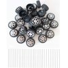 60 Pcs Plastic Roll 2mm Dia Shaft Toys Car Wheel with 30 Pcs Shaft Round Rod Axles for DIY Model Toy RC Car Truck Building Projects
