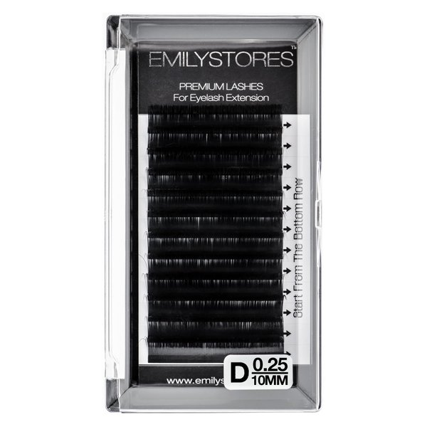 EMILYSTORES Eyelash Extensions 0.25mm Thickness D Curl Length 10mm Natural-Looking Individual Volume Eyelashes For Lash Extensions(0.25,D,10mm)