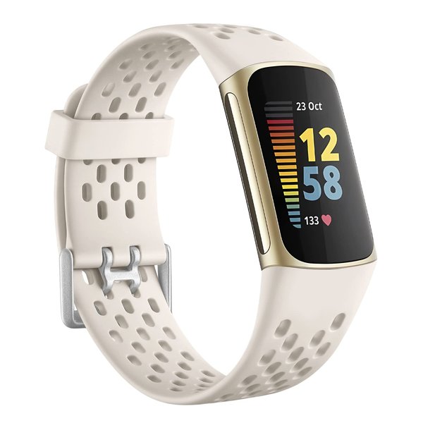 Replacement Bands Compatible with Fitbit Charge 5/ Charge 6 for Women Men, Soft Breathable Waterproof Sport Adjustable Wristbands for Fitbit Charge 5/ Charge 6 Advanced Fitness Tracker, Lunar White