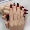 Funyrich Black Press on Nails Long Coffin Full Cover Fake Nails Glossy Ombre Artificial False Nail for Women and Girls (24Pcs)