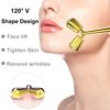 Amirce Face Massager Roller, 3D Roller Facial Massager and Gua Sha Massage Roller Tool Set for Women, Facial Skin Care Tools (Gold)