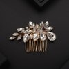 Teyglen Rhinestone Wedding Hair Comb Gold Crystal Bridal Hair Piece Crystal Bride Wedding Hair Comb Sparkly Rhinestone Headpiece Hair Accessories for Women Girls (Gold)