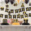 40th Glitter Black Gold Birthday Banner Party Decorations, Happy 40th Birthday Decorations Hanging Swirls Banner Honeycomb Centerpieces for Men Women Happy 40 Years Old Bday Party