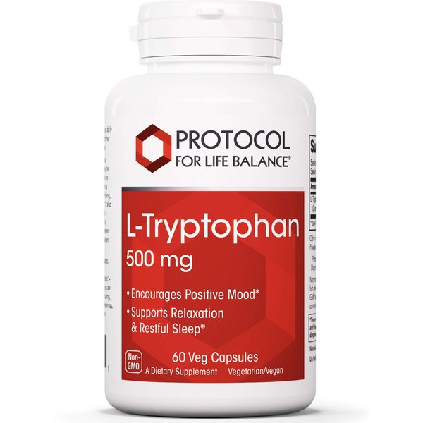 Protocol L-Tryptophan 500mg - Mood Support, Stress Relief, and Relaxation - 60 Veg Caps