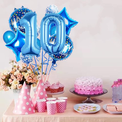Balloons, 11 pcs Foil Balloons 11 Year Old for 11th Birthday Party Supplies Decoration， Confetti Balloon Kids Party Balloons Birthday Party Supplies 11 Years Old Birthday Balloon for Kids (11th, Blue)