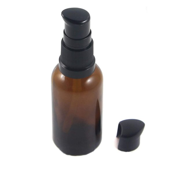 2PCS Upscale Amber Glass Refillable Pump Press Lotion Bottles Container Jars Pot For Makeup Foundations Cosmetic Skin Care Cream Emulsion Essential Oils(100ml / 3.4oz)