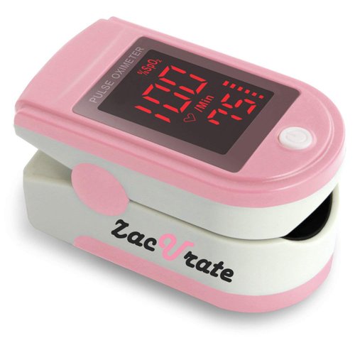 Zacurate Pro Series 500DL Fingertip Pulse Oximeter Blood Oxygen Saturation Monitor with Silicone Cover, Batteries and Lanyard (Blushing Pink)