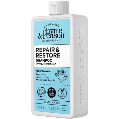 RR Hair Rhyme & Reason Repair and Restore Shampoo Conditioner SET. 13 Fl. Oz. For Dry Damaged Hair. Hydrate Repair. Formulated with Argan Oil, Prickly Pear Amino Acid Complex. Vegan Cruelty Free.