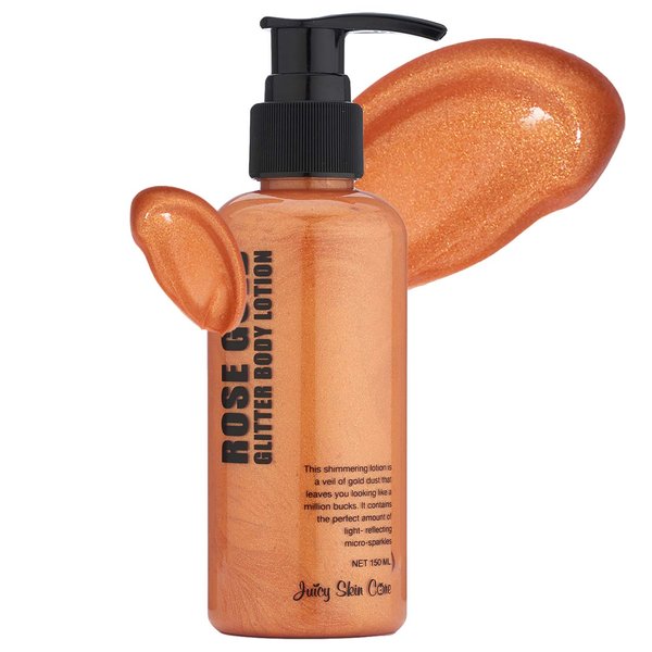 Juicy Skin Care Glitter Body lotion - Rose Gold Glitter Body lotion & Smoothing Lotion 1.00 Fl Oz (Pack of 1)