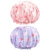 FirstKitchen Shower Cap for Kids, 2PCS Toddler Shower Cap, Cute Shower Cap with Double Layer, Kids Shower Caps for Girls Boys Child with Cartoon Animal(Pink Cat + Purple Rabbit)