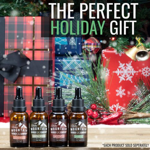 Rocky Mountain Barber Company Men’s Cedarwood Beard Oil - Featuring Grapeseed Oil, Coconut Oil, Argan Oil and Real Cedarwood Essential Oil