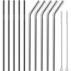 Set of 10 Stainless Steel Straws, HuaQi Bent Reusable Drinking Straws 10.5'' Long 0.24‘’ Dia for 30 oz Tumbler and 20 oz Tumbler, 2 Cleaning Brush Included