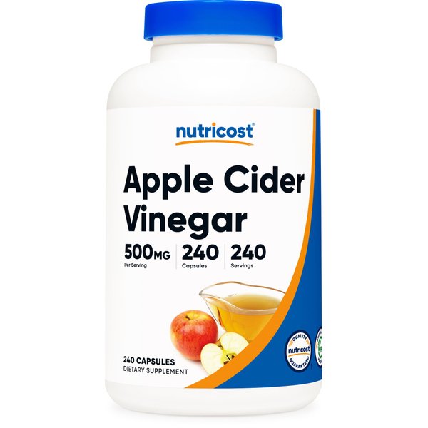 Nutricost Apple Cider Vinegar Capsules 500mg, 240 Vegetarian Capsules - Natural, Vegetarian, GMP, Non-GMO and Gluten Free