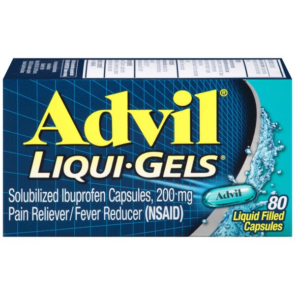 Advil Pain Reliever/Fever Reducer, 200mg Solubilized Ibuprofen (80-Count Liqui-Gel Capsules, Pack of 2)