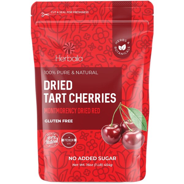 Dried Cherries Unsweetened, Fresh, Montmorency Dried Tart Cherries, No Sugar Added, All-Natural and Whole 16 oz.