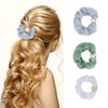 Faerie 2Pcs Silky shiny organza hair band, elastic hair band Crystal rhinestone Hair tie Silk ponytail hair tie Square rhinestone hair tie cat's eye head tie