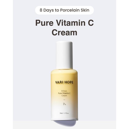 VARIHOPE 8 Days Pure Vitamin C Cream (1.7fl oz) - Korean Moisturizer for Radiant Skin. Deep Hydration, Glow, Nourishment. Stabilized Vitamin C, Kakadu Plum, Beta-Glucan.