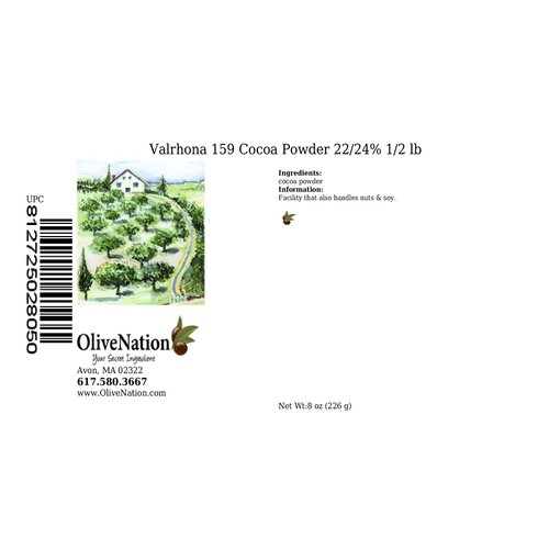 Valrhona 159 Cocoa Powder 20/22% from OliveNation, Unsweetened Dutched Cocoa for Baking and Cooking - 1/2 lb