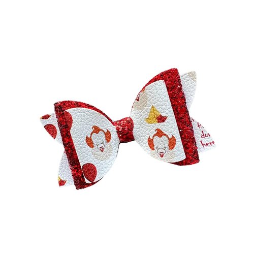 Halloween Scary Movie Inspired Glitter Leather Hair Bow Costume/Cosplay Scary Hair Bow by Inpsired Bows