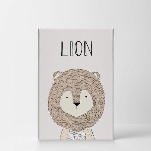 Smile Art Design Pretty Lion Painting and Lettering Cream Background Canvas Print Kids Room Decor Wall Art Baby Room Decor Kids Room Decor Nursery Decor Ready to Hang Made in The USA 28x19