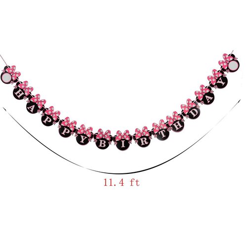 NEWTGAN Mouse Ears Happy Birthday Banner, Mini Mouse Style Party Decorations, Party Supplies, Baby Shower Decor for Girls (style1)