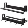 KES Over The Cabinet Door Towel Bar with Hooks, Kitchen Towel Holder with Hooks for Hanging Utensils, Over The Cabinet Door Organizer with Hook 2 Pack, Matte Black, KUR527-BK-P2