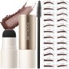 FOCALLURE Eyebrow Stamp and Eyebrow Stencil Kit, 24 Reusable Brow Shape, Sweatproof Eyebrow Powder, Long-Lasting, Easy to Use, Filling and Shaping Perfect Eyebrow Makeup, MEDIUM BROWN