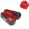 Wooden Miniature Violin with Stand, Bow and Case, Mini Musical Instrument, Dollhouse Model Miniature Home Decoration (3.15")