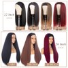 PWEOUKE 22 Inch Glueless Kinky Yaki Straight Headband Wigs Long Hair Wig High Temperature Heat Resistant Synthetic Head Wrap Wigs for Black Women, 1B30 Mix Brown