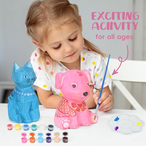 Paint Your Own Lamp Kit, 2 pcs Art Supplies Painting Kit Toys for Ages 8-13, Arts and Crafts for Kids Ages 8-12, Toys Birthday Gifts for 3-12 Year Old Girls Boys (Cat & Dog)