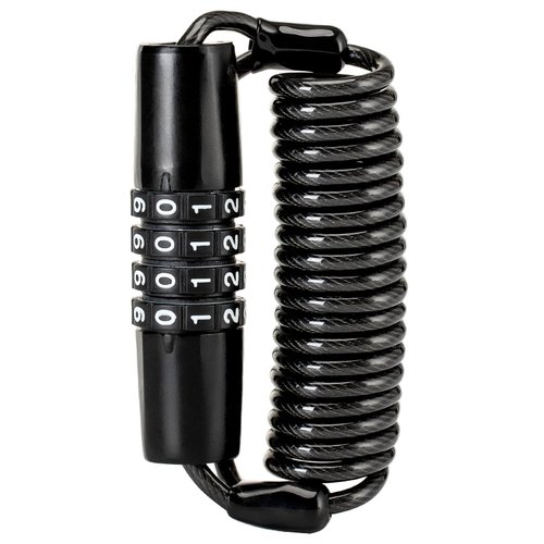 ROCKBROS Motorcycle Helmet Lock, Bike Helmet Lock, 4 Digit Small Cable Lock, Retractable Stroller Lock, Luggage Lock, Black