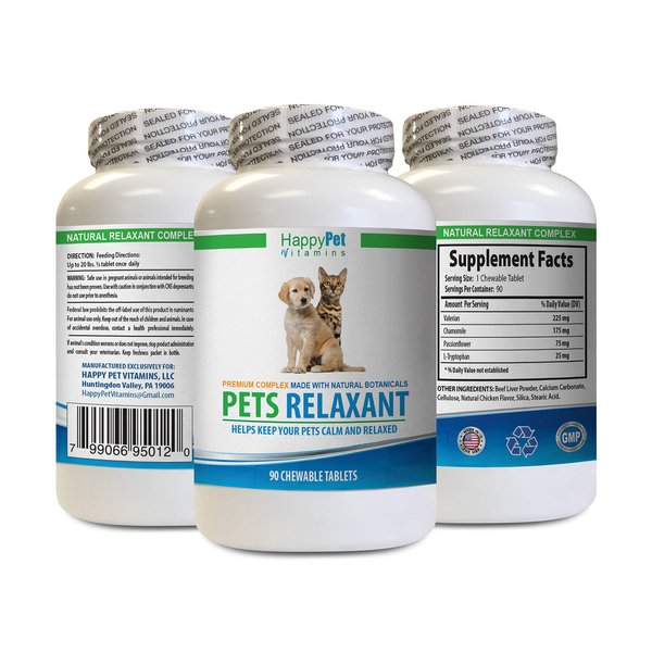cat Stress Stopper - PET Relaxant - Made for Dogs and Cats - Natural Anxiety and Stress Relief - Mood Boost - Best Formula - tryptophan cat Food - 1 Bottle (90 Treats)