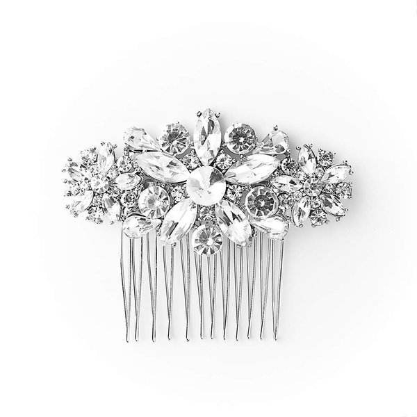 Crystal Wedding Hair Comb Rhinestone Bridal Side Hair Comb Hair Pin Flordal Headpiece Hair Jewelry Silver color Hapibuy