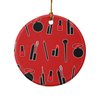 Makeup Lipstick Mascara Eyeliner Pattern Porcelain Holiday Christmas Tree Ornament - 2.8" (7.1 cm)