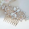 Wedding Bride Hair Comb Crystal Rhinestone Headpiece Pearl Bridal Hairpieces Sparkly Flower Bridesmaid Hair Combs Side Combs Hair Accessories for Women (Gold)