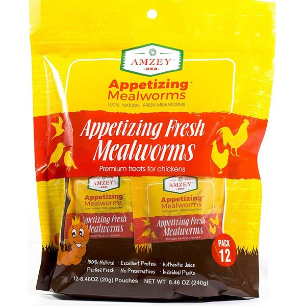 Fresh Mealworms 8.4 oz (1600 Count Total, 12 Bags) Superior to Live Mealworms - Premium Food for Leopard Gecko, Exotic Bird Food, Sugar Glider Food, Hedgehog Food -High Nutritients, No Preservatives